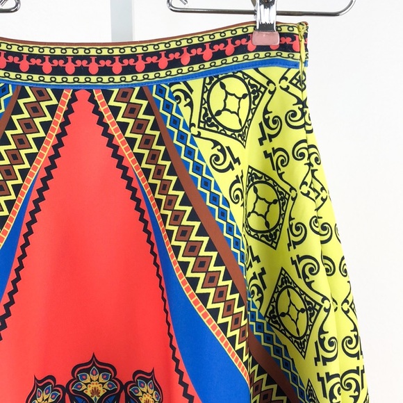 Flying Tomato Yellow Blue Multi Color Print Skirt - Picture 3 of 6